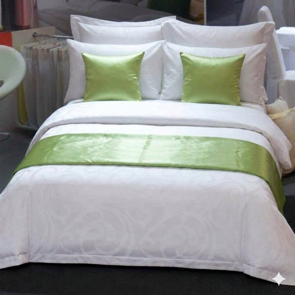 Lenjerie de pat Double Satin 100% Bumbac, Jaquard Alb
